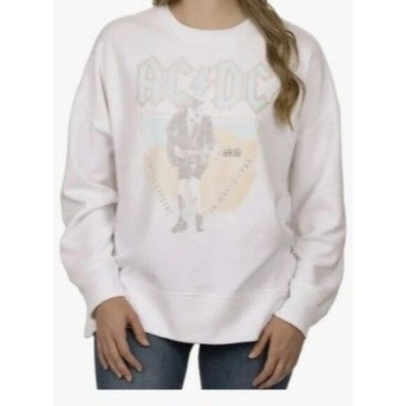 AC/DC Womens XL White Sweatshirt Live In Concert 1978 World Tour Graphic‎ - Picture 2 of 5